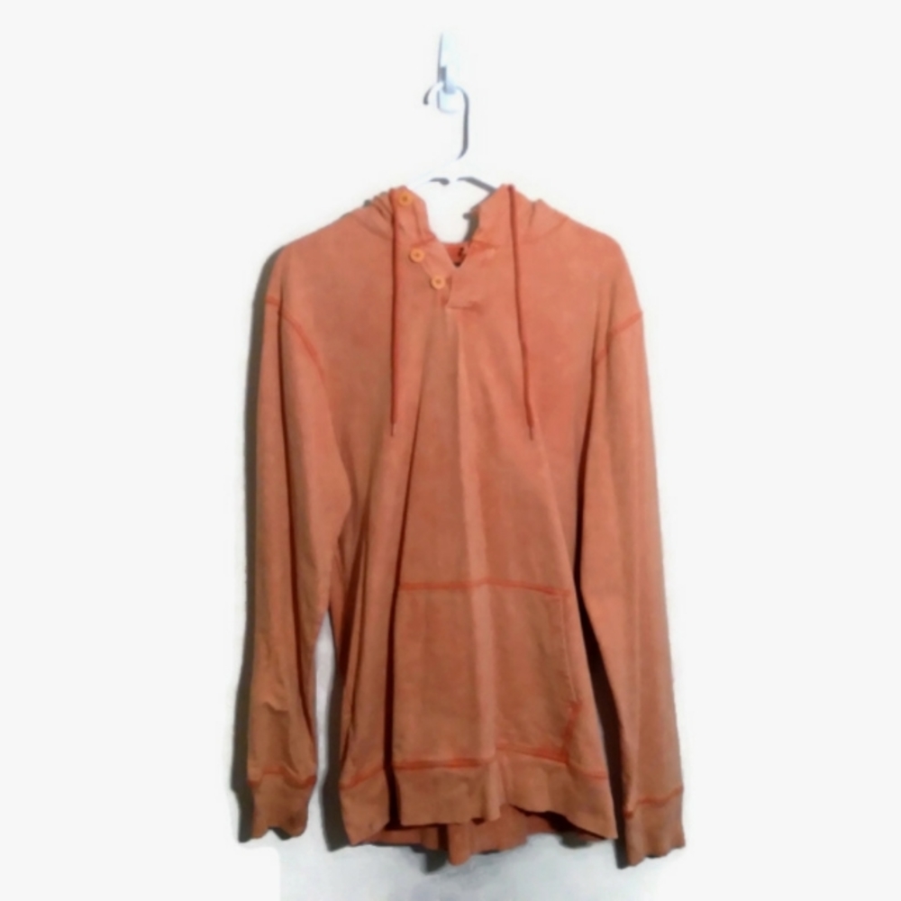 Caribbean Joe Island Supply Hooded Pullover Cotton Orange Sweatshirt Sz Medium